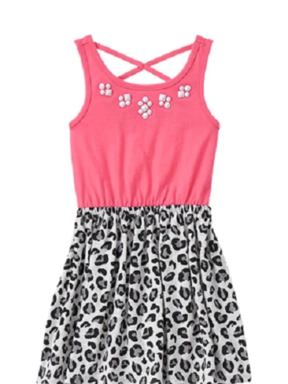 Gymboree Pink Tank Top with Leopard Print Skirt Dress Size 10